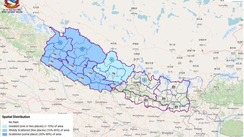 सोमबार रातिदेखि सुदूरपश्चिम र कर्णालीमा हल्का वर्षाको सम्भावना