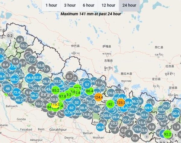 कञ्चनपुर, सिन्धुपाल्चोक, अर्घाखाँचीसँगै धादिङ र गोरखाको सीमा क्षेत्रमा धेरै भारी वर्षा